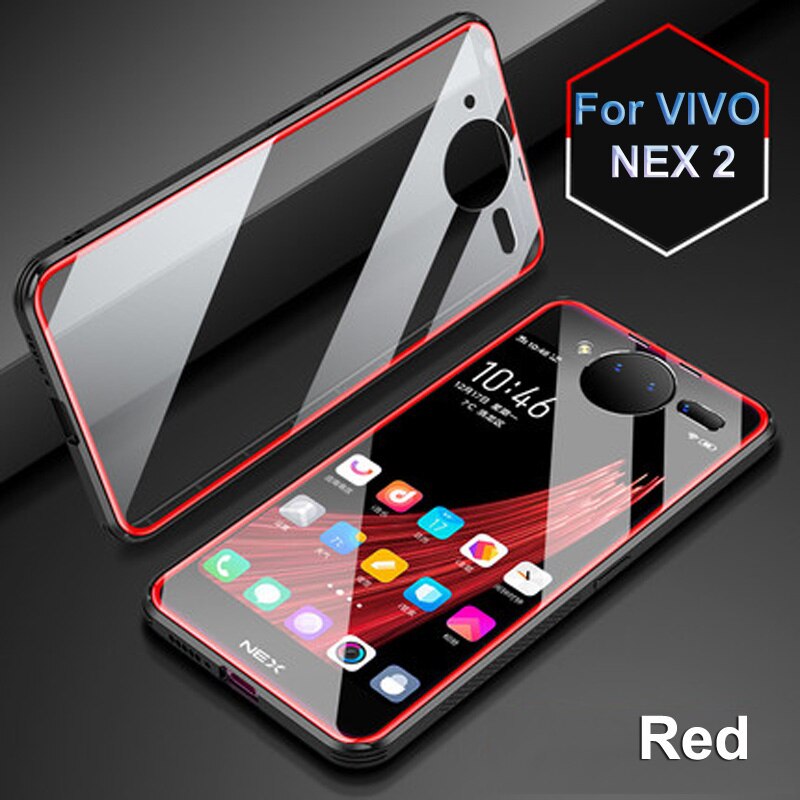 per vivo Nex 2 custodia a doppio schermo coque coperchio posteriore antiurto per vivo NEX2 NEX 2 custodia per telefono in vetro temperato per NEX doppio Schermo: Rosso