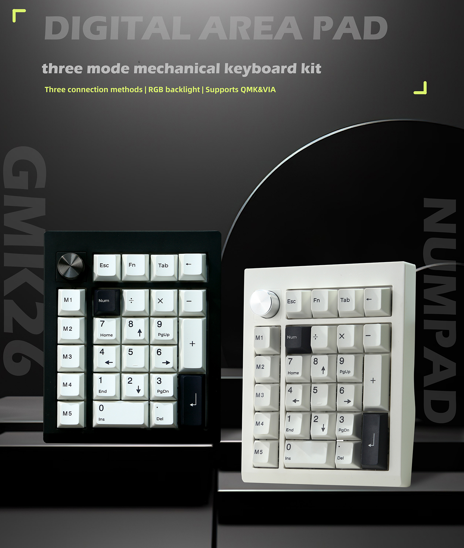 ZUOYA GMK26 QMK/VIA Gasket Number Pad Bluetooth 5.0/2.4ghz/Wired Swappable Numpad Programmable for Win/Mac