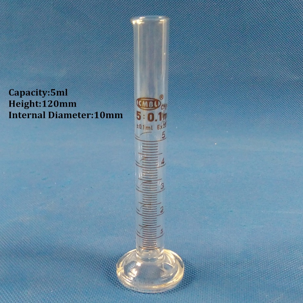 5Pcs/Set glass graduated cylinder, 5ml 10ml 25ml 50ml 100ml measuring Chemistry Laboratory Supplies Transparent Measuring Tool