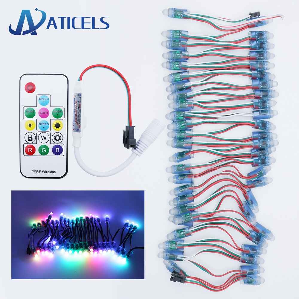 50pcs 12mm WS2811 Full Color LED Pixel Light Module DC 5V input IP68 waterproof 2811 IC LED Module christmas Light