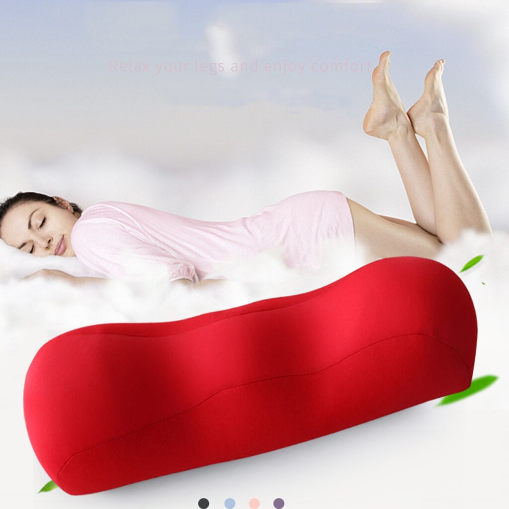 Bolster Pillow for Legs, Knees, Lower Back Memory Foam Half Moon Pillow Semi Roll Pillow as Under Knee Pillow, Leg Rest Pillow: Red
