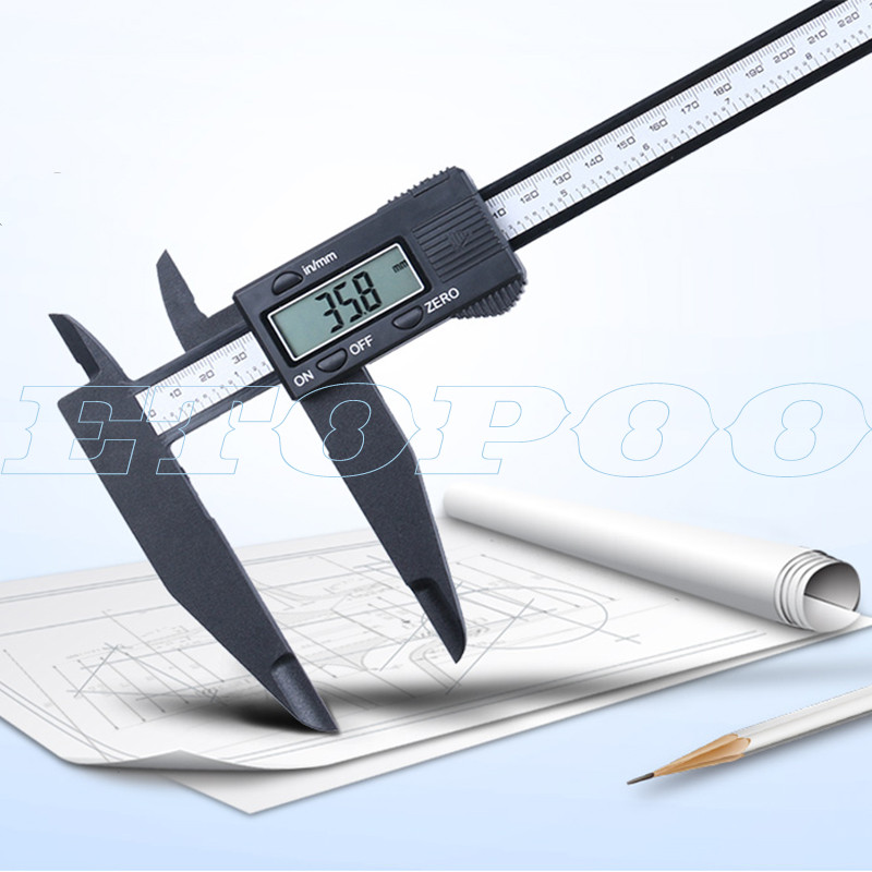 150mm 200mm 300mm 0.1mm Digital Electronic Vernier Caliper Jaw Long Plastic Digital Caliper Micromete DIY Measuring Tools