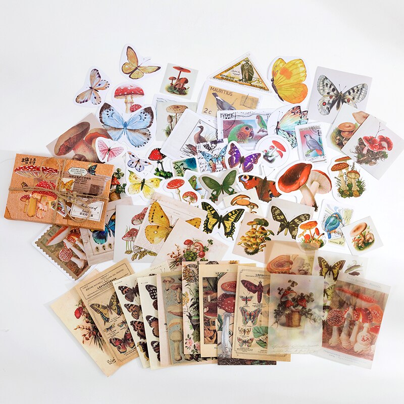 Pegatina de 60 hojas para habitación, manual de arte de la serie de recuerdos Retro, pegatina de sellado decorativa DIY, papelería, Diario del estudiante, decoración de álbum: YELLOW