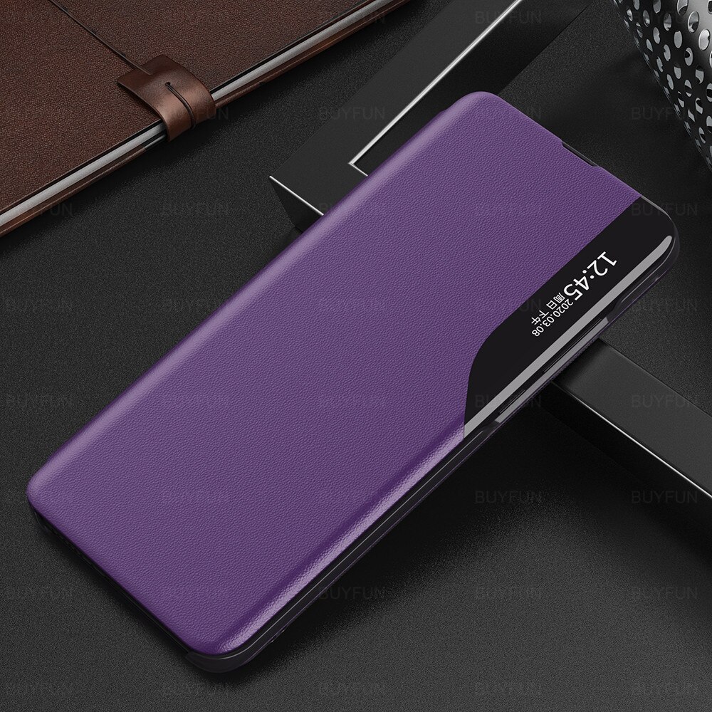 F3 5G fall smart fenster view magnetische leder flip-cover für xiaomi poco f3 pocophone poco poko f 3 pocof3 telefon buch stand fall: not a v1 / Purple