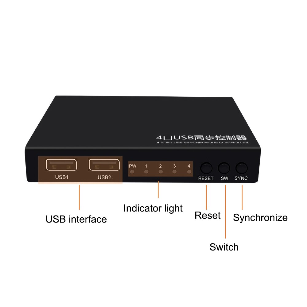 2 Ports USB-A To 4 Ports USB-B KM Switch Box USB 2.0 Keyboard Mouse Synchronizer Gaming Controller For Monitor Computer