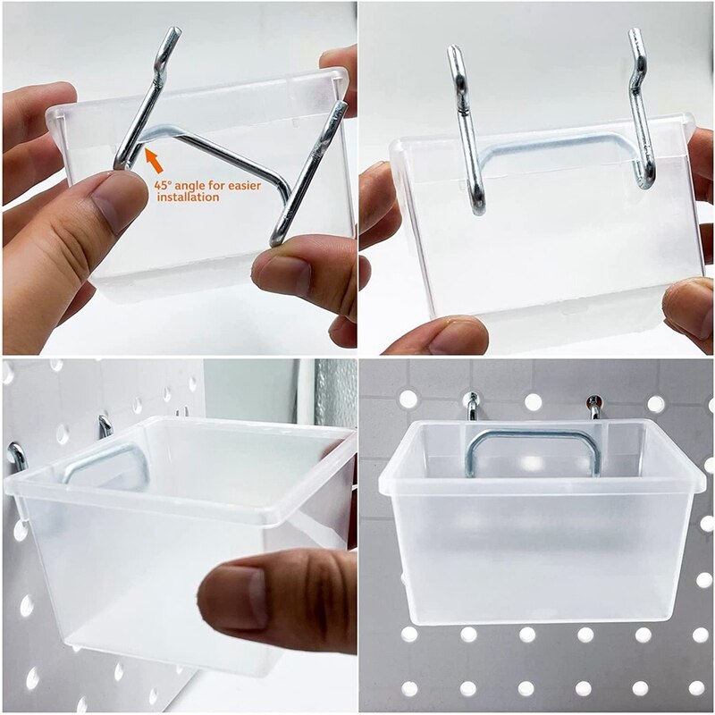 12 Pieces Pegboard Plastic Bins Kit - Pegboard Bins with Hooks - Pegboard Accessories Workbench Bins Fits to Peg Board