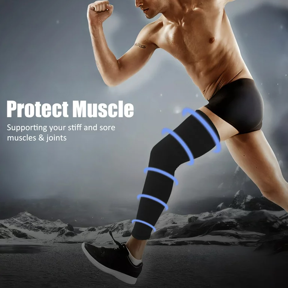 WEUPFLY 1 pz scaldamuscoli a compressione basket calcio calzini da ciclismo maniche al polpaccio UV scaldamuscoli da sole uomo donna