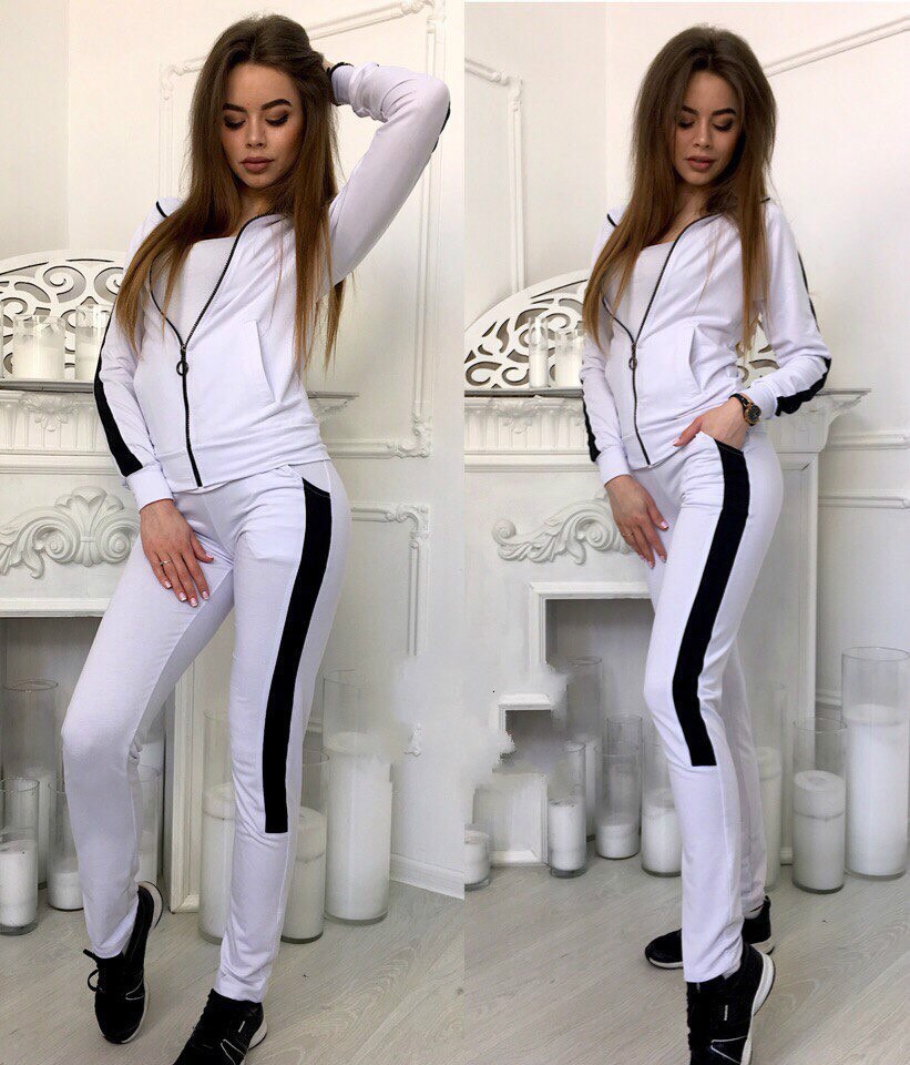 ZOGAA Women Outfits Two Piece Set Top and Pants Sportswear Tracksuit Women's Sweatsuit Clothing Sets Clothes: White / XL