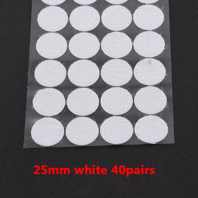 15mm 102 par farverige hvide selvklæbende fastgørelsestape krogløkke velcrobånd kabelbinder rund velcro nylonklistermærker gør-det-selv tilbehør: 25mm hvide 40 par