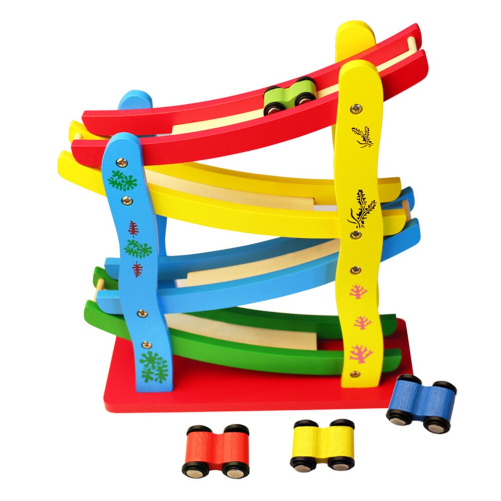 1pc Wooden Car Ramps Interesting Assembled Cartoon Desktop Adornment for Children Puzzle