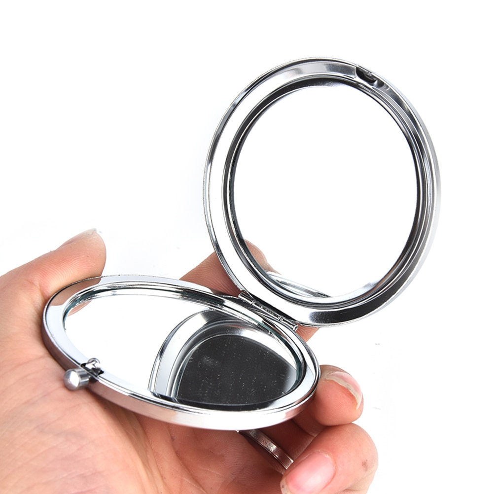 Espejo compacto de doble cara para maquillaje, espejo compacto de bolsillo, plegable, redondo y pequeño, de Metal