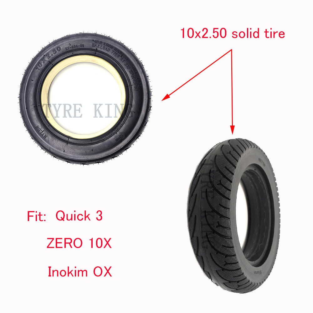 10x2.50 Solid Tire 10 Inch None Inflatable for Quick 3 ZERO 10X Inokim OX Folding Electric Scooter Puncture Proof Tyre