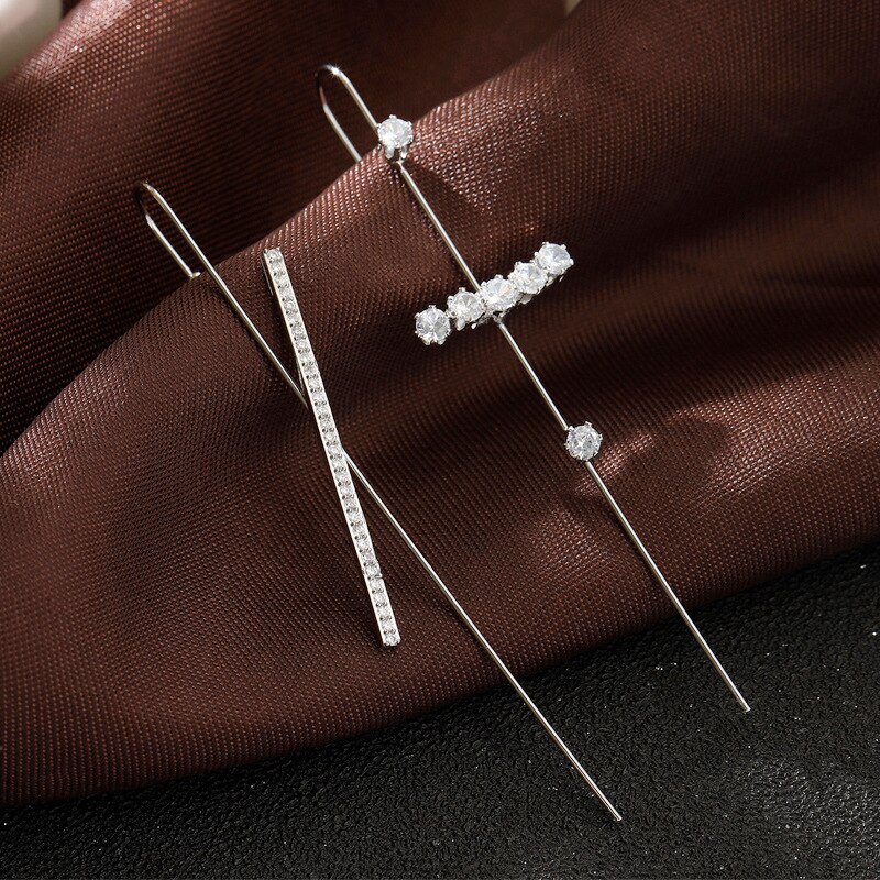 Boucles d'oreilles asymétriques Ins Style oreille strass boucles d'oreilles mignon percé Punk oreille bijoux rond Contour oreille os