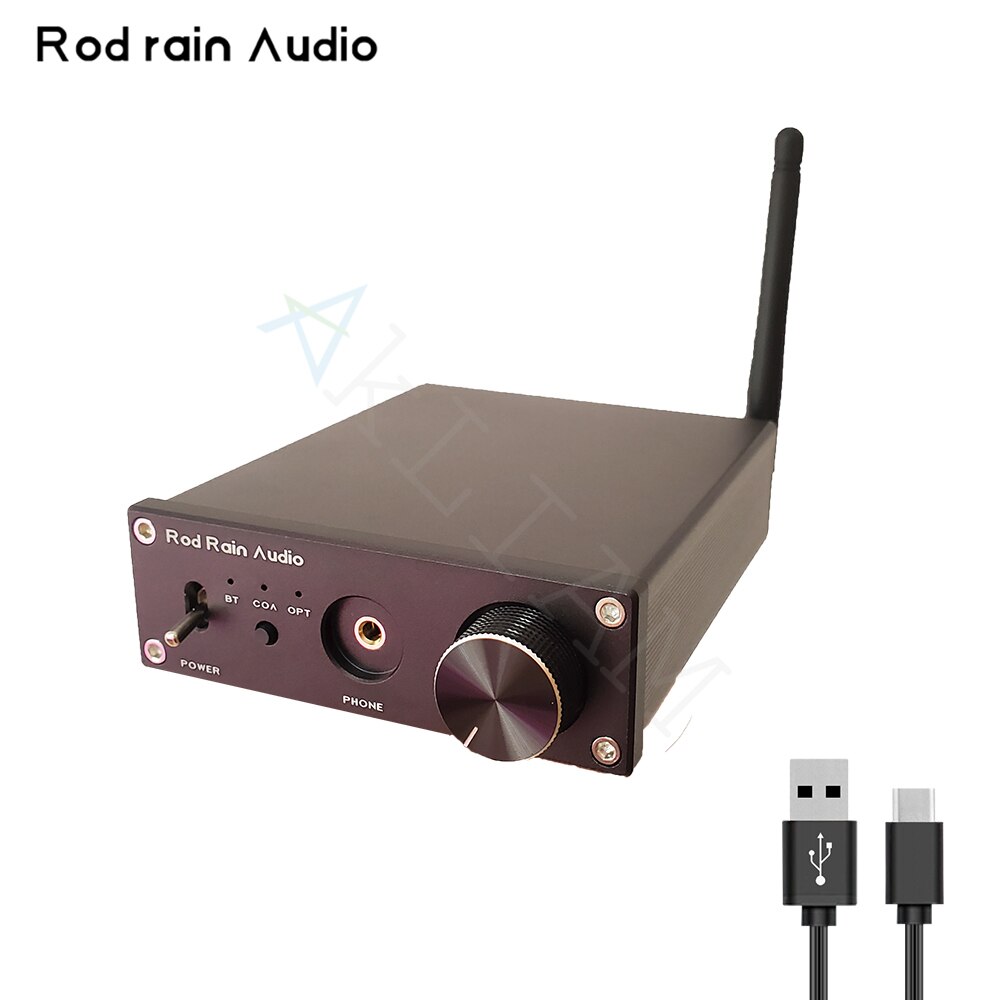 Rod Rain Audio ES9038Q2M DAC QCC5125 Bluetooth 5.1 APTX-HD LDAC aptx-amplificatore per cuffie con decodificatore Audio adattivo: Black