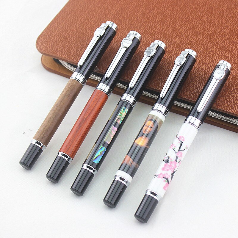 JINHAO 8802 Office School Supplies Traditional Chinese painting plum blossom Silver ceramic fountain Pen