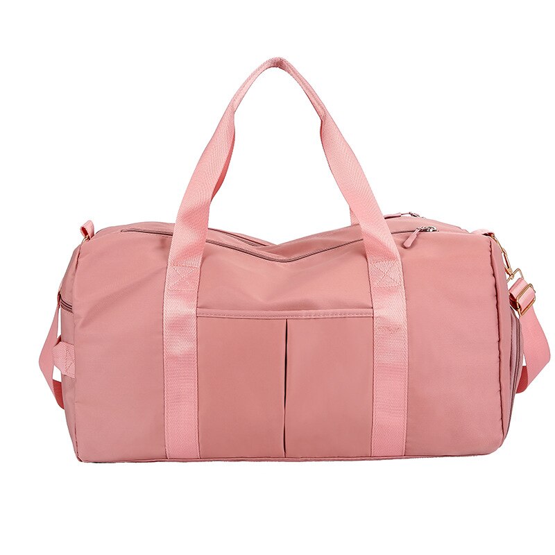Nylon dames heren reis sport gym schoudertas grote waterdichte nylon handtassen zwart 4 kleuren outdoor sporttassen: Roze