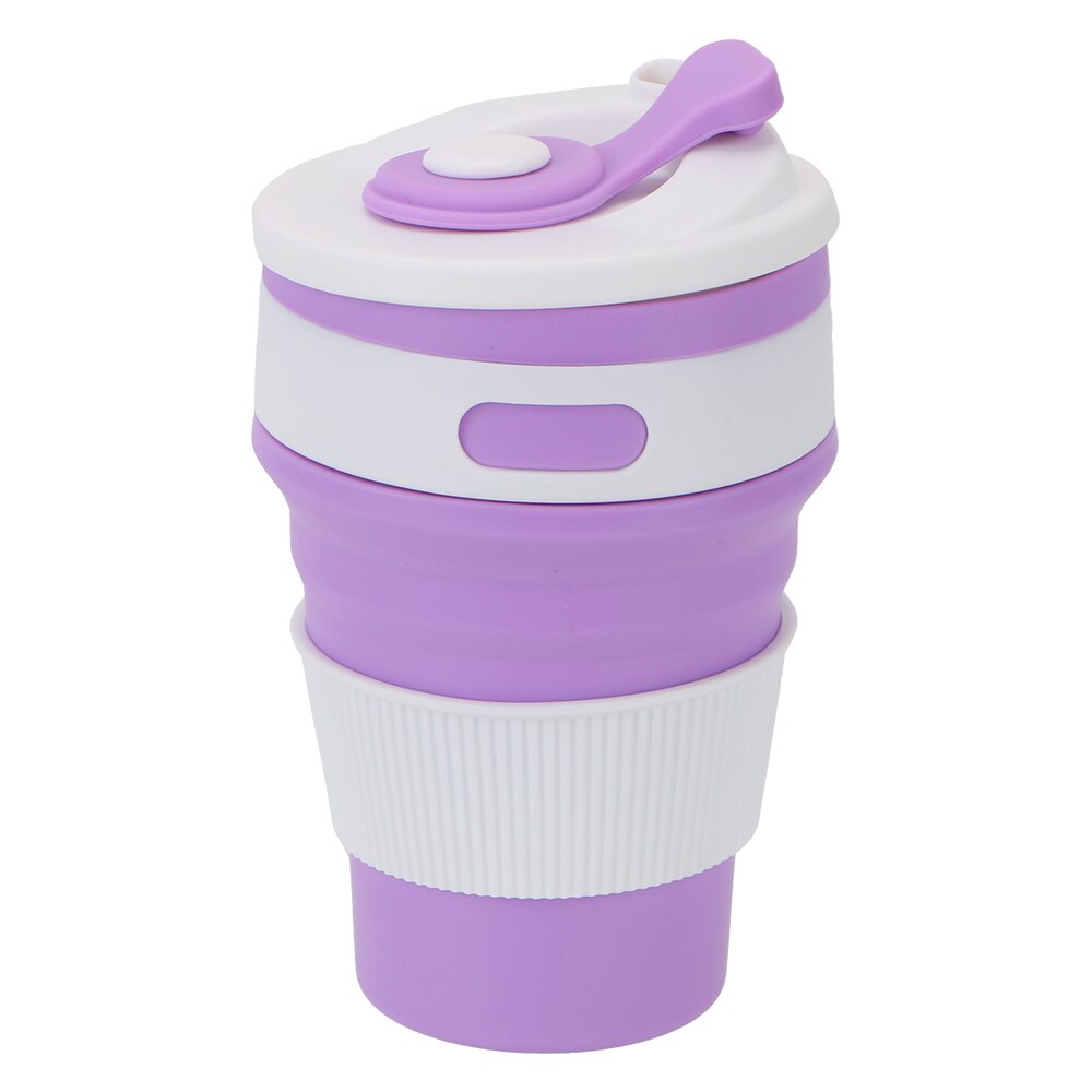 Silicone Travel Cup Coffee Mugs Drinking Ware Mug Folding Water Cups BPA FREE Portable Collapsible Food Grade Tea Coffee Cups: Purple