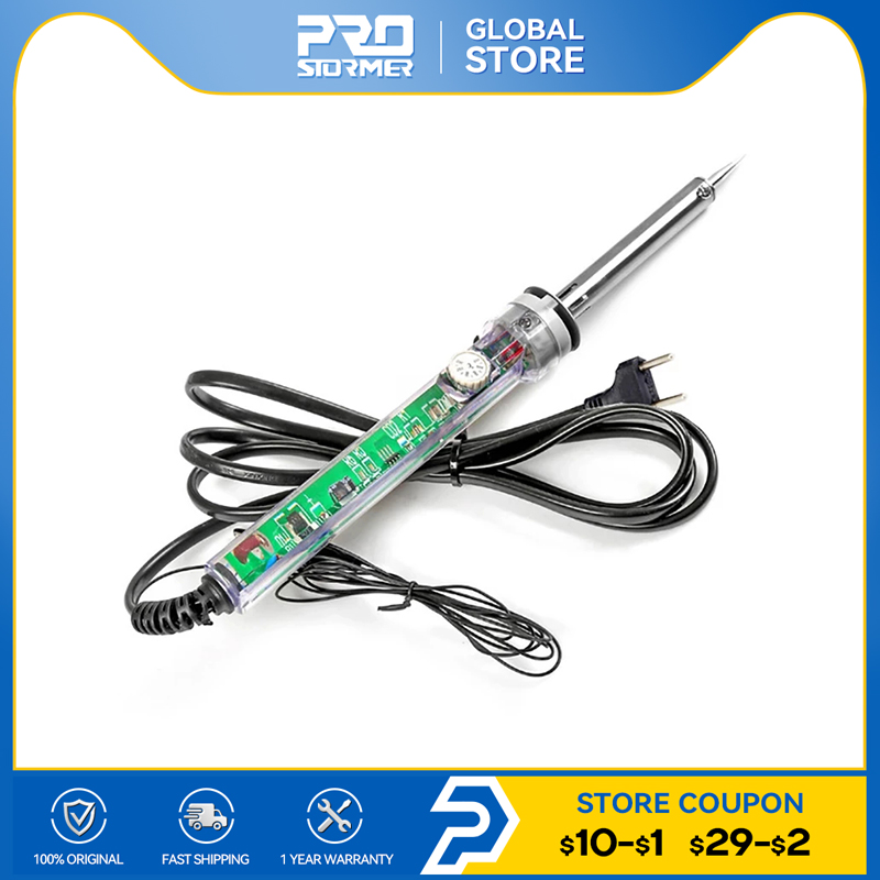 60W Electric Soldering Iron Adjustable Temperature Ceramic Heater LCD Home Repair Soldering Welding Tools EU Plug by PROSTORMER