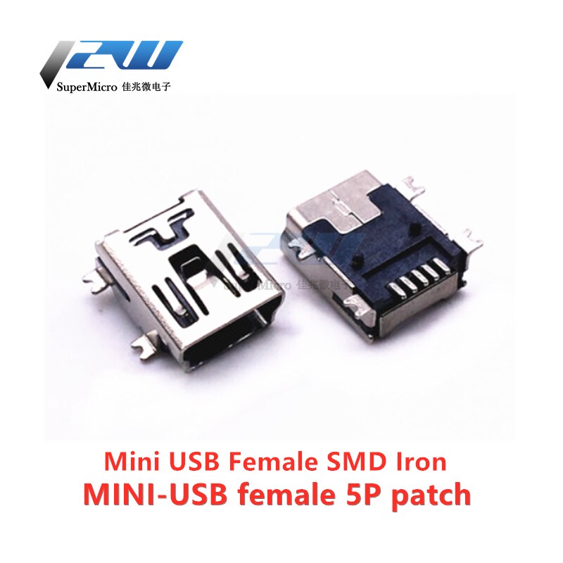 (20 Stks/partij) Mini Usb 5pin 4ft Vrouwelijke Connector Voor Mobiele Lader Plug