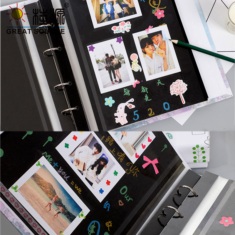 Lijm Fotoalbum Blad 12R Foto Blad W31.5 * H32.5cm(12.402 "* 12.795") 4 Gaten Voor Ringband Map (15 Vellen)