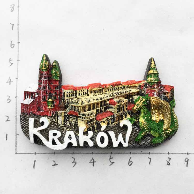 Imanes de nevera con sabor de Polonia, artesanías de recuerdos turísticos, imán de nevera, artículos de decoración artesanales: Gris claro