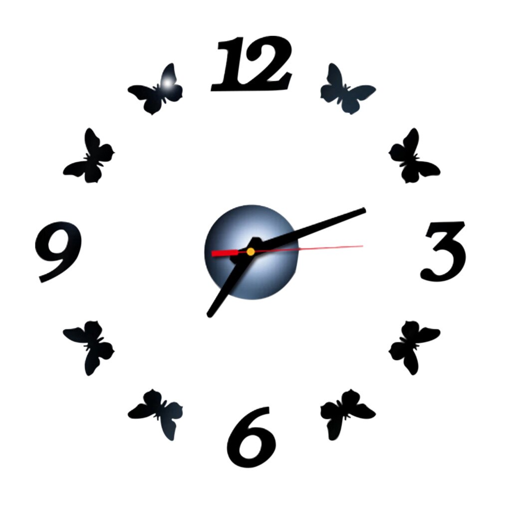 Acrylic Clock Acrylic Modern Diy Wall Clock 3d Mirror Small Size Surface Sticker Home Office Decor Large Wall Clock: Black