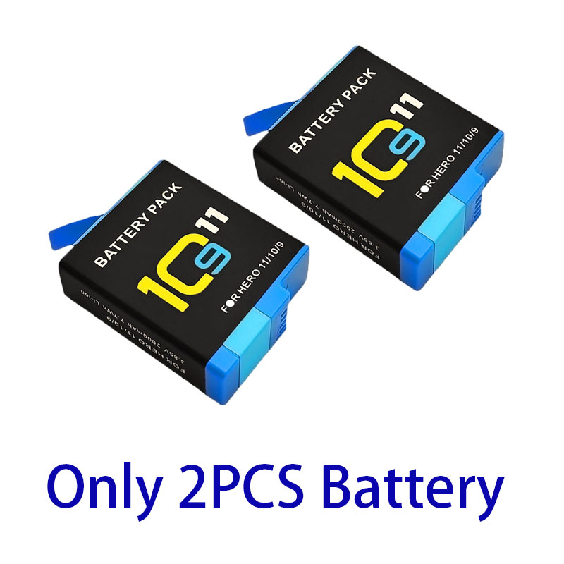 Akumulator 2000 mAh do GoPro Hero 11 10 9 Akumulator litowo-jonowy do kamery ruchu Przechowywanie akumulatorów do GoPro Hero9: Niebieski