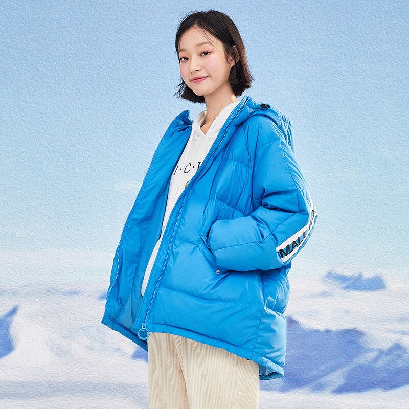SEMIR-Chaqueta de plumas gruesas de longitud media para mujer, abrigo de invierno de costura con capucha, ropa cálida, chaquetas holgadas para mujer