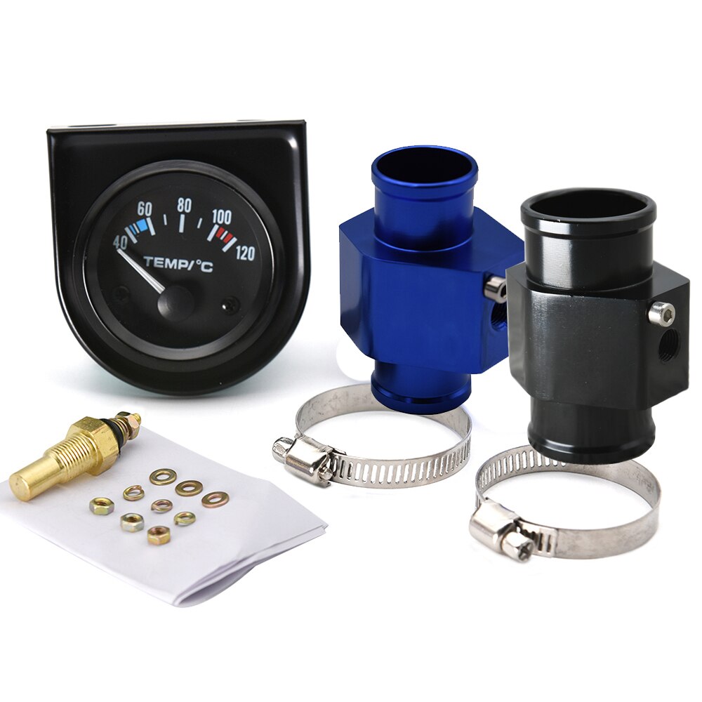 40-120℃ Water Temperature Gauge with 40MM Adaptor Joint Pipe Sensor Radiator NPT 1/8 Auto Water Temp Racing Gauge 52MM LED