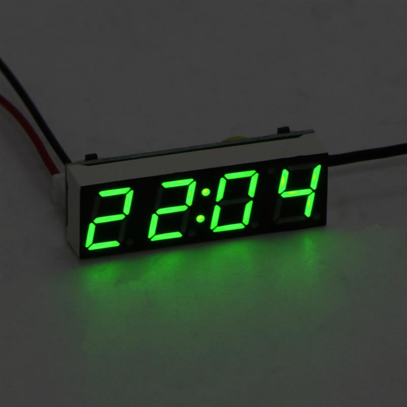 Car LED Display Electric Digital Clock Thermometer Voltmeter Green Blue Red Light Digital Clock Digital Timer: Green