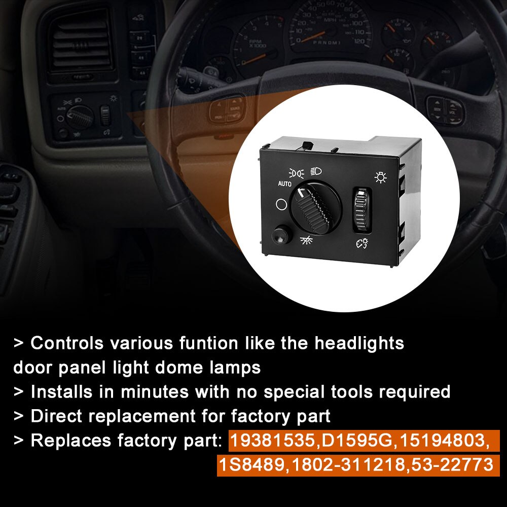 Koplamp Schakelaar Voor 03-07 Chevy Silverado 1500 2500 Gmc Sierra Yukon 15194803 19381535 D1595G