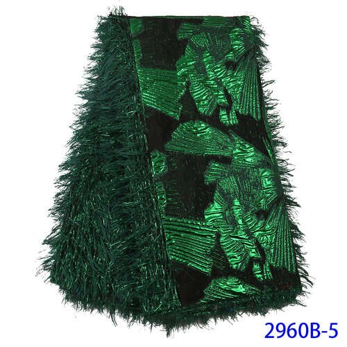 Fransk blondestof brokadestof blonde nigeriansk blondestof blonde med fjer  ks2960b: Billede 5
