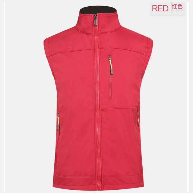 Wasserdicht Vlies Futter Männer Frühling der Softshell Weste draussen Wandern Camping Wandern Angeln Warme Ärmellose Jacken Panzer Spitzen: rot / asiatisch Größe M