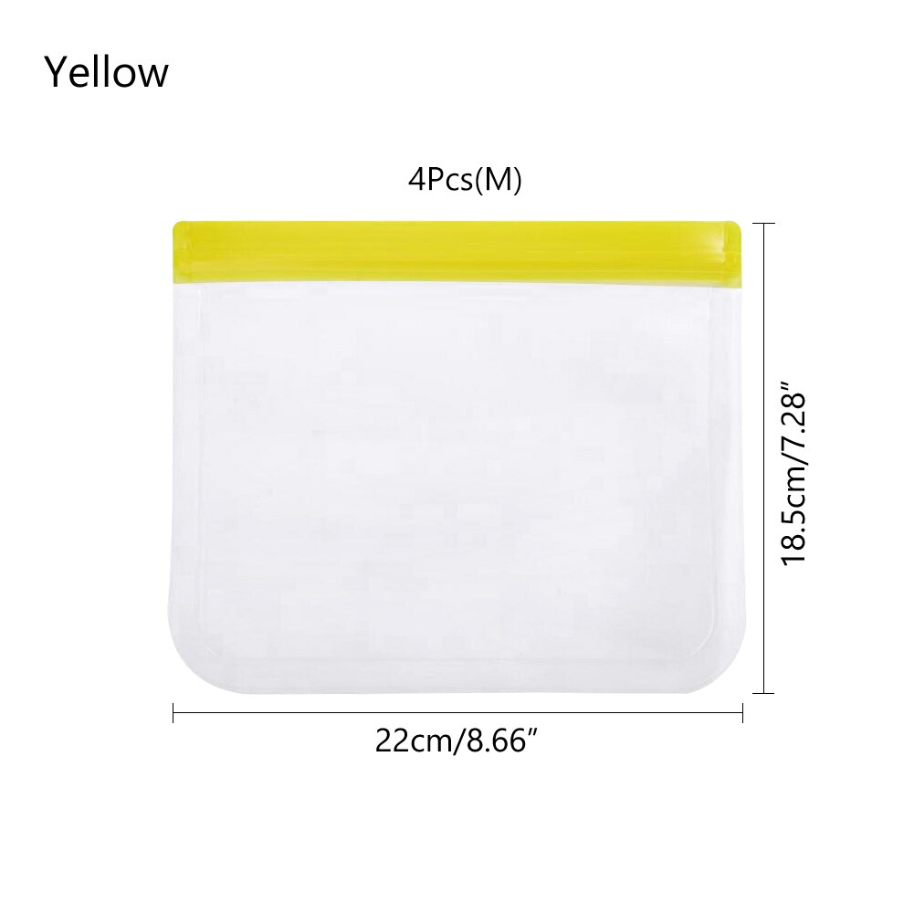 4Pcs Sandwich Pouch Containers Reusable Food Storage Bag Silicone Leakproof Fresh Fruit Pouch Freezer Bags Cup Ziplock Shut: 007
