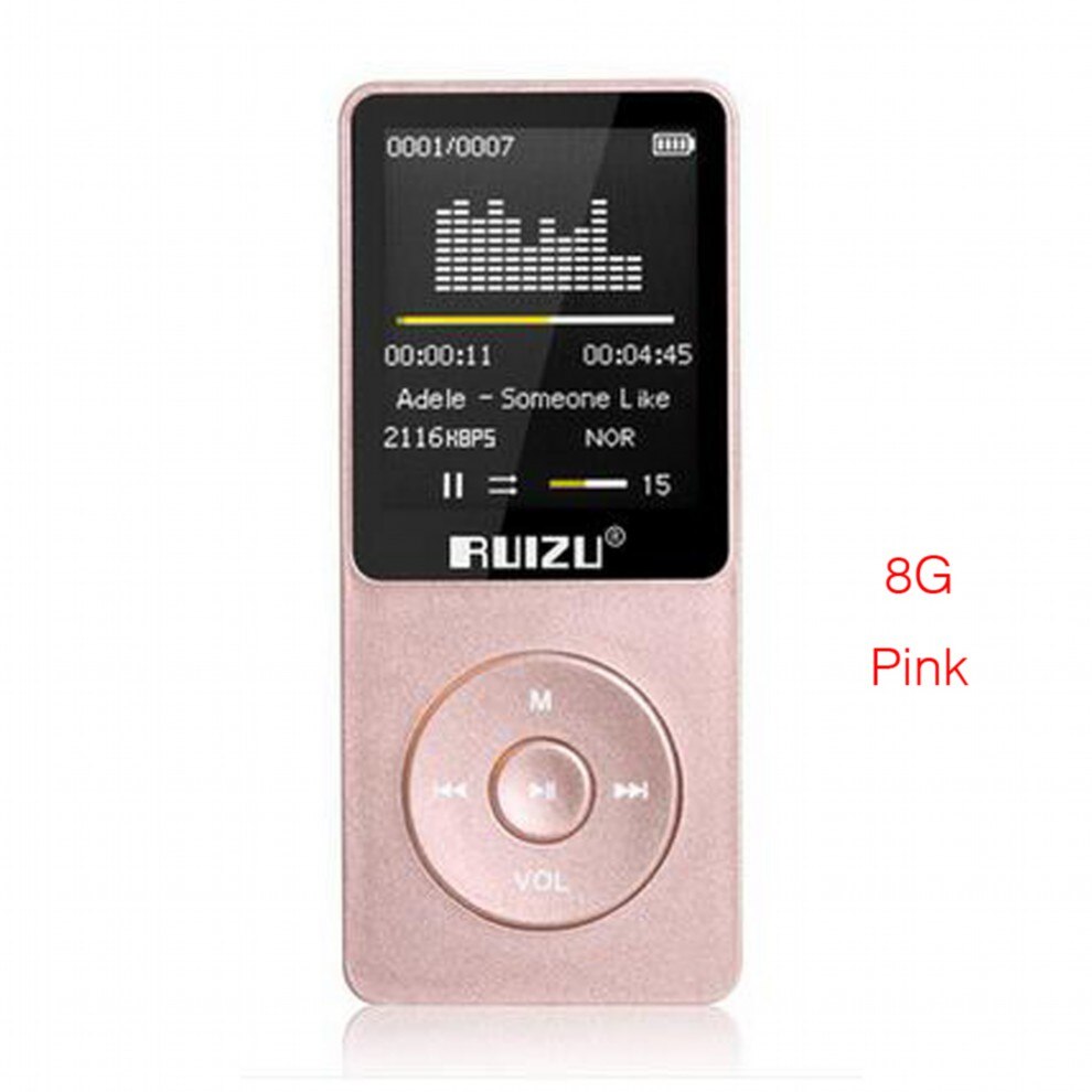 Ruizu X02 MP3 Player 8GB Portable Music Walkman Ultrathin Lossless Sound Music Media MP3 Players With FM Radio E-book Recording