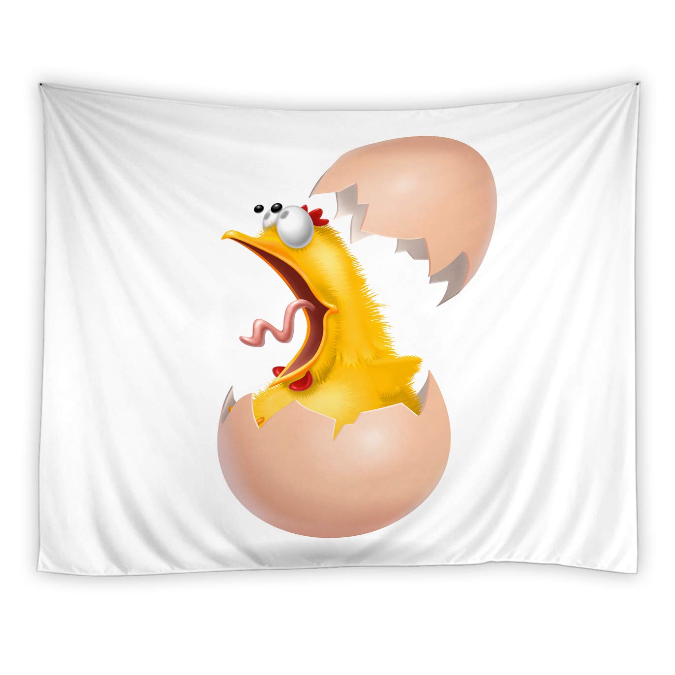 Funny Screaming Chicken Egg Simple White Yellow Wall Hanging Art