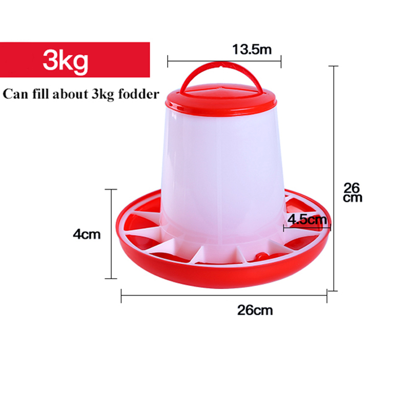 2Pcs/Sets Chicken Feeder Bucket 1/3/6kg Duck Goose Automatic Fodder Barrel Bird Feeding Cup Farm Poultry Feed Tool: 3kg