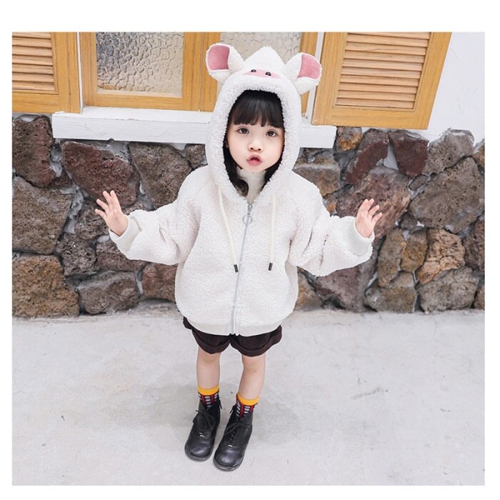 Cute Animal Coat Toddler Kids Baby Girl Coat Woolen Bowknot Single Breasted Coat for Girl Outerwear Winter Warm Clothes Snowsuit: J0501 White / 2T