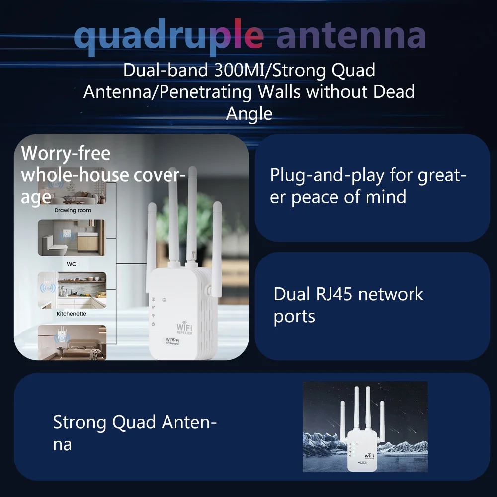 300 mbps wireless wi-fi repeater extender signal booster dual band 2,4g 802,11 ac gigabit amplifier with eu and us plug wps route