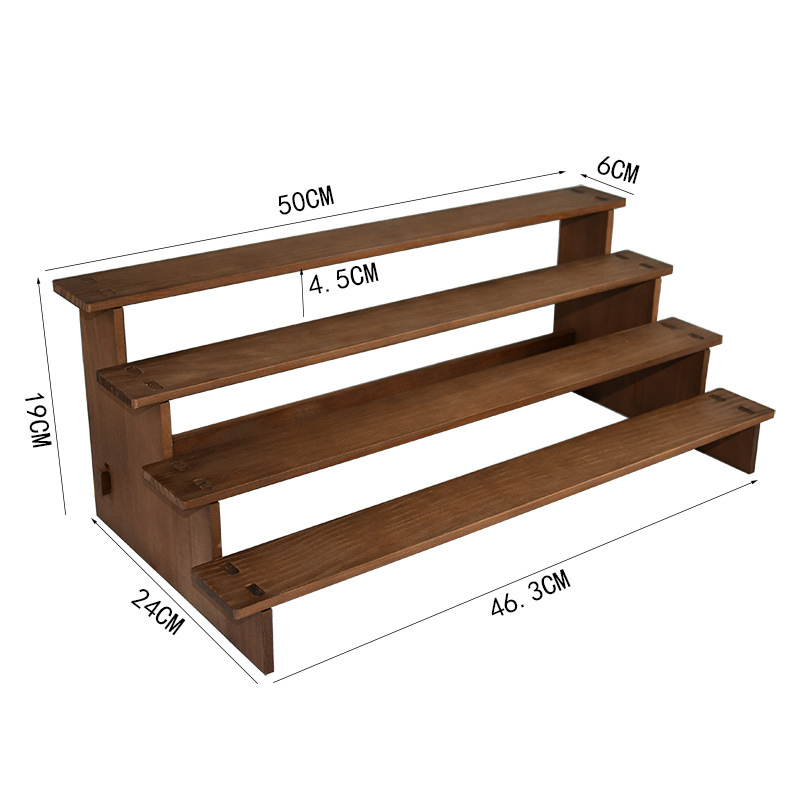 Escalera de madera maciza Vintage, hecho a mano estante de almacenamiento, organizador de soporte de exhibición para cosméticos, joyería en el dormitorio, esmalte de uñas, modelo de coche: Multicolor