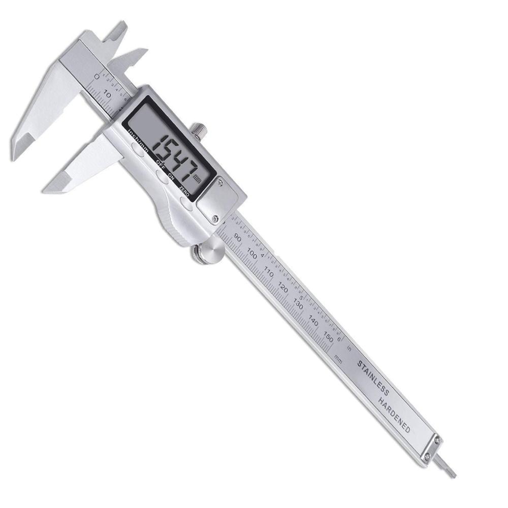 Pasómetro Digital de acero inoxidable, calibrador Vernier de 0-150mm y 6 pulgadas, pasómetro, calibrador vernier de profundidad