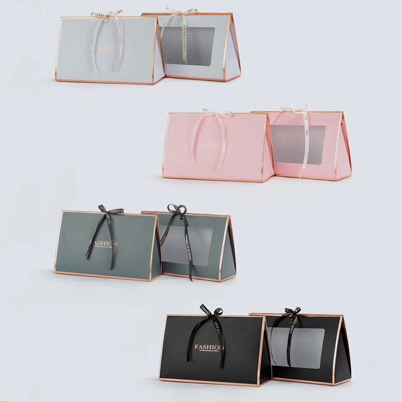 Kraft Paper Flower Box Hollow Window Hand-held Box Flower Arrangement Bag Foldable Flower Packing Box Flower Bag Box