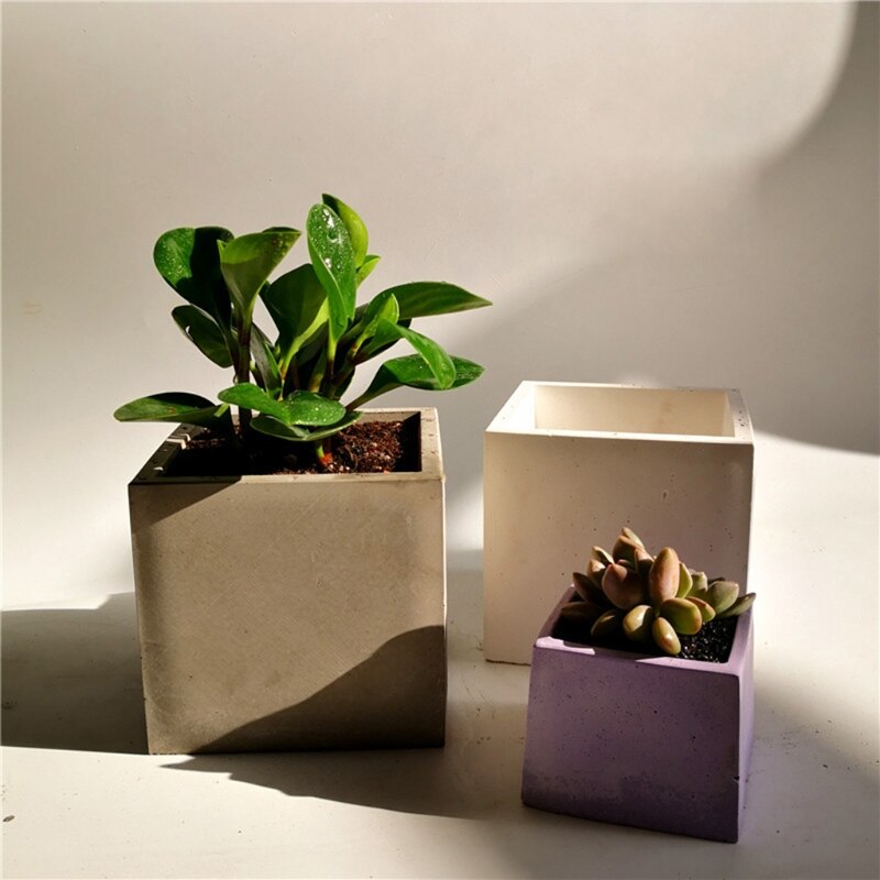 Grand Pot de fleur carré en béton de 12cm, moule en Silicone pour jardinière succulente, moules pour plantes succulentes faites maison, directe