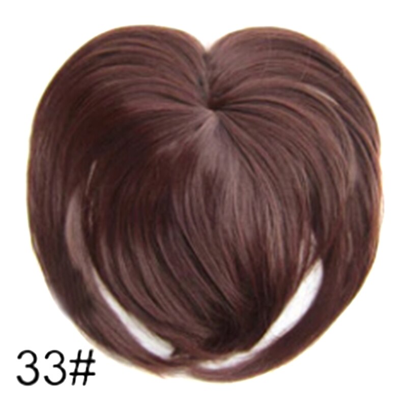 Silky Clip-Op Haar Topper Pruik Hittebestendige Vezel Haarverlenging Voor Vrouwen Nette Front Fringe Haarstukje Natuurlijke Zachte synthetische: 33