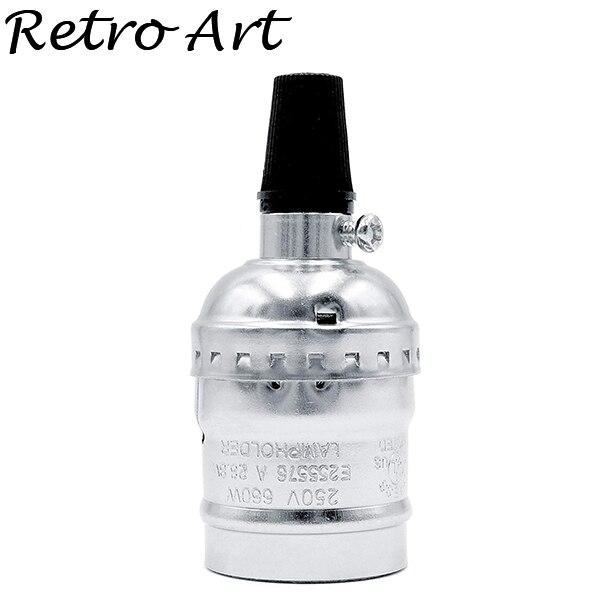 E27 E26 vintage pendant lamp socket metal hanging lampholder: Sliver / E26