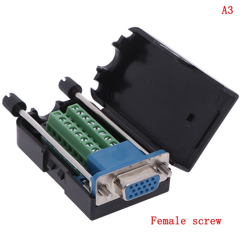 Hpt D-SUB DB15 VGA Female / Male 3 Rows 15 Pin Plug Breakout Terminals Connectors 1PC: A3