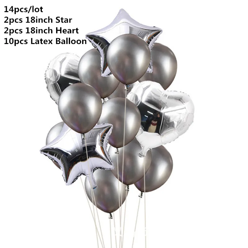 10/14 pçs mix rosa balões coração estrela rosegold confete balão festa de aniversário decorar crianças adulto bolas de ar casamento globos