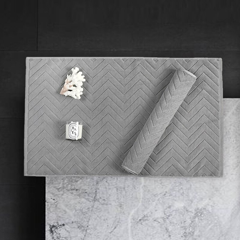 Alfombra de baño de algodón para Hotel, alfombras y tapetes de lujo para el baño del hogar, toalla para pies Jacquard, felpudo antideslizante y grueso, alfombras de bañera absorbentes: gray B 330g
