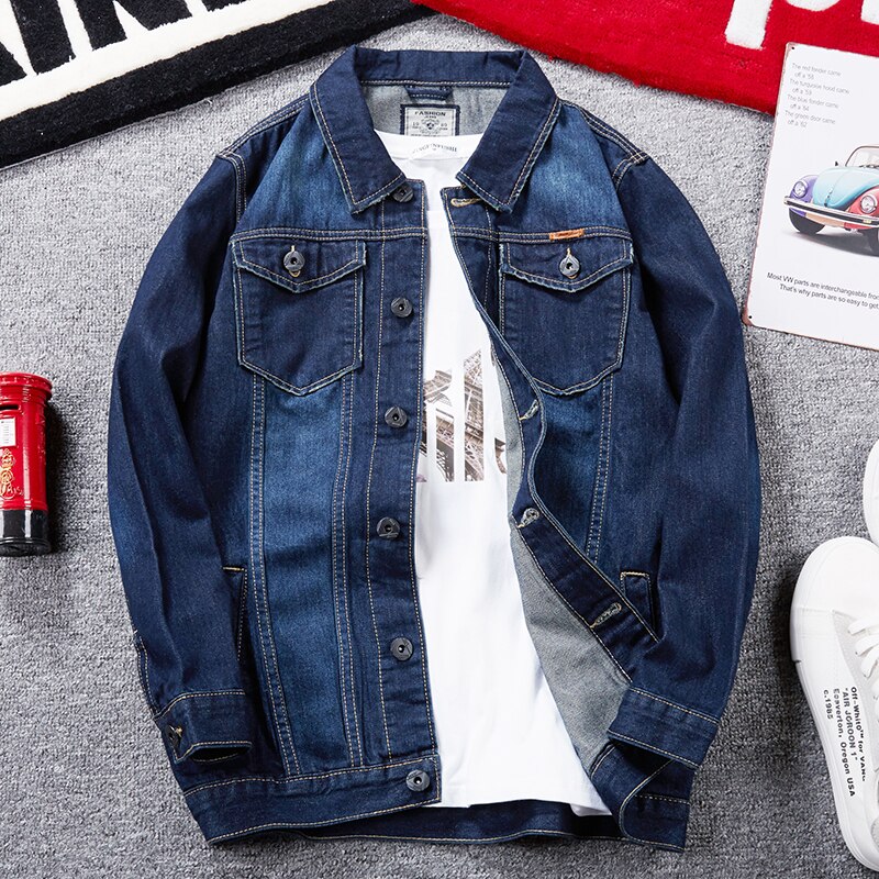 Plus Size 5XL 8XL Jean Jas Voor Mannen Klassieke Toevallige Losse Denim Jas En Najaar Blue heren Jas