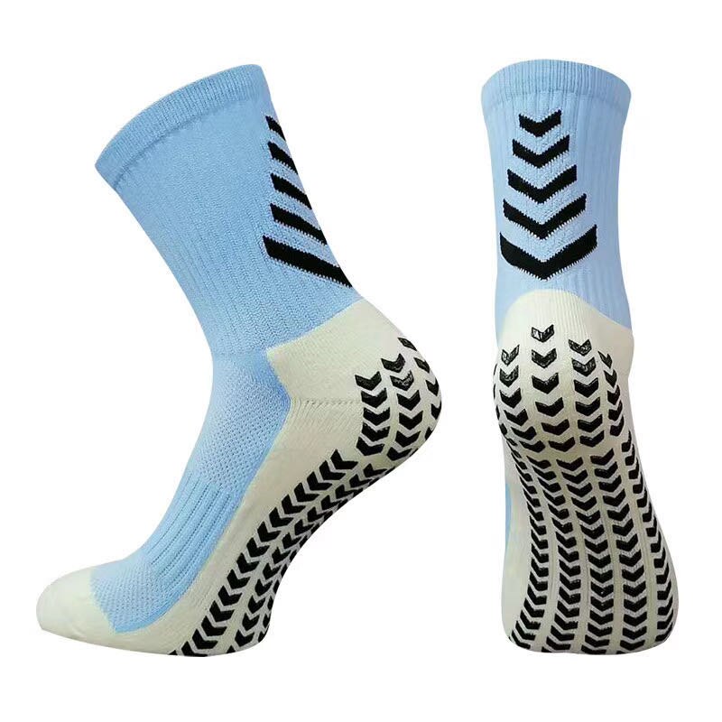 Professionele Mannen Voetbal Sokken Anti Slip Voetbal Sokken Rijden Fietsen Sport Sokken Nylon Ademende Running Kous: Sky Blue